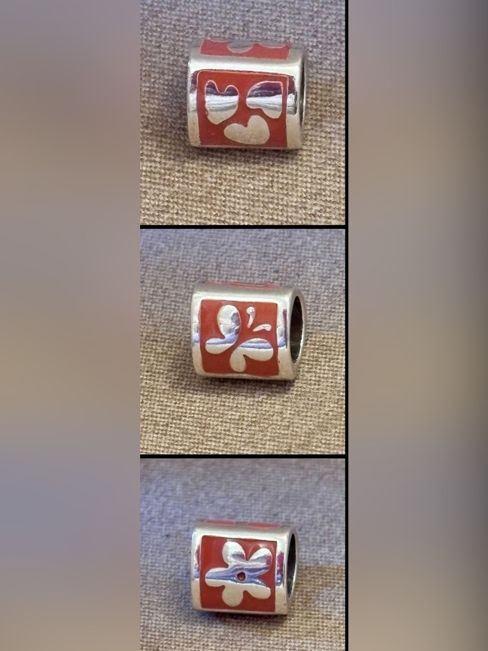 🆕Listing Brighton 3 sided Trillion bead Orange Flower, butterfly, hearts Retired